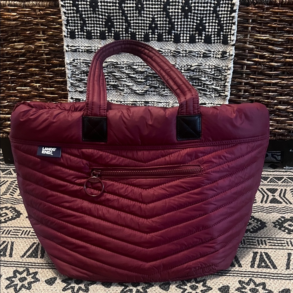 Land’s End Ultralight Puffer Tote Maroon/Burgundy